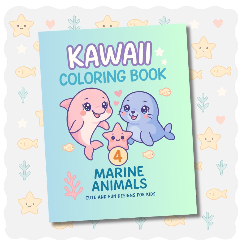 Kawaii Animals Coloring Book - Vol.4 Marine Animals